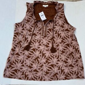 J. Jill  NWT Medium Petite Rust Leaf Pattern Top